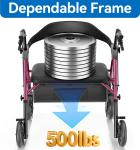 Bariatric Walkers for Seniors, 500lb Heavy Duty Rollator Walker with Extra Wi...