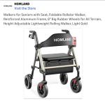 Homland Foldable Rollator Walker with Seat, 8" All-Terrain Wheels, #R022