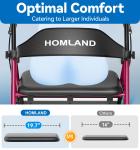 Bariatric Walkers for Seniors, 500lb Heavy Duty Rollator Walker with Extra Wi...