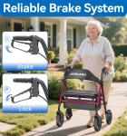 Bariatric Walkers for Seniors, 500lb Heavy Duty Rollator Walker with Extra Wi...