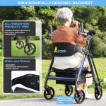 Heavy Duty Upright Walker, Rollator Walkers for Seniors with Seat, Foldable Stand Up Rolling Walker, Standing Walkers for Seniors, Adjustable Seat & Handle, Aluminum, 450 Lb. Weight Capacity, Blue