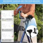 Heavy Duty Upright Walker, Rollator Walkers for Seniors with Seat, Foldable Stand Up Rolling Walker, Standing Walkers for Seniors, Adjustable Seat & Handle, Aluminum, 450 Lb. Weight Capacity, Blue