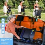 Heavy Duty Upright Walker, Rollator Walkers for Seniors with Seat, Foldable Stand Up Rolling Walker, Standing Walkers for Seniors, Adjustable Seat & Handle, Aluminum, 450 Lb. Weight Capacity, Blue