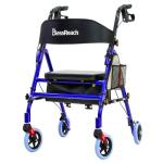 BlessReach Lightweight Foldable Rollator Walkers with Seat for Seniors, 350 lb Capacity, 5-Position Adjustable Height, Premium Hybrid Rolling Walker - Aluminum and Carbon Steel (Blue)