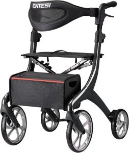 Rollator Walker for Seniors with Seat & Brakes – Folding All Terrain Walker 9.5"