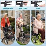 Rollator Walker for Seniors with Seat & Brakes – Folding All Terrain Walker 9.5"