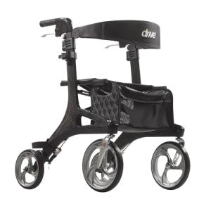 Drive Medical RTL10266CF Nitro Elite CF Foldable Rollator Walker w/ Seat, Black
