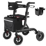 All-Terrain Rollator Walker for Seniors Rubber Wheels Foldable Lightweight 300lb