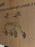 Flyingjoy 2 In 1 Rollator Walker Transport Chair Heavy Duty-Red-New In Box