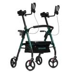 ELENKER Heavy Duty Upright Walker, Bariatric Stand Up Rollator Walker with Extra Wide Padded Seat & Backrest, Supports Up to 500 lbs, for Senior, Green