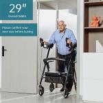 ELENKER Heavy Duty Upright Walker, Bariatric Stand Up Rollator Walker with Extra Wide Padded Seat & Backrest, Supports Up to 500 lbs, for Senior, Green