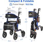 Aojin All Terrain Rollator Walker Lightweight Foldable 8 In Wheels 300lb Senior