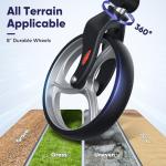 WOTURE Foldable Rollator Walker with Seat for Seniors, Height Adjustable, 8'' Big Wheels All Terrain Rolling Walker, Light Weight Mobility Scooter, Mobility Aid for Elderly, Blue