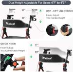 Foldable Rollator Walkers with Seat for Seniors, 350 lb Capacity, 8'' Big Wheels, 6-Position Height, Premium Hybrid Rolling Walker - Aluminum and Carbon Steel (Burgundy)