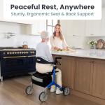 Pelegon Rollator Walker with Seat for Seniors – Lightweight Foldable Walker with Padded Seat & Backrest, Adjustable Handles, Reflective Frame, Carry Bag – Heavy-Duty 300lb Support - Blue