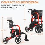 Flyingjoy 2-in-1 Heavy Duty Rollator Walker