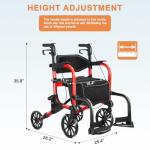 Flyingjoy 2-in-1 Heavy Duty Rollator Walker