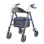 Unicon Rollator Walker with Seat, Foldable Rollator Walker, Reinforced Aluminum Frame, Dual-Height Adjustment, 8" Big Wheels for All Terrain, Weight Capacity 450 lbs,Ideal Gift for Seniors -Blue