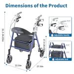 Unicon Rollator Walker with Seat, Foldable Rollator Walker, Reinforced Aluminum Frame, Dual-Height Adjustment, 8" Big Wheels for All Terrain, Weight Capacity 450 lbs,Ideal Gift for Seniors -Blue
