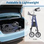 Unicon Rollator Walker with Seat, Foldable Rollator Walker, Reinforced Aluminum Frame, Dual-Height Adjustment, 8" Big Wheels for All Terrain, Weight Capacity 450 lbs,Ideal Gift for Seniors -Blue