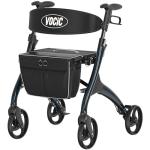 Walker with Seat for Seniors, VOCIC Heavy Duty Walker 4 Wheel Rollator for Seniors, Aluminum Folding Rolling Walker w/Seat-rest, Pouch, Backrest-Purplish Blue