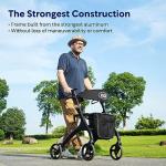 Walker with Seat for Seniors, VOCIC Heavy Duty Walker 4 Wheel Rollator for Seniors, Aluminum Folding Rolling Walker w/Seat-rest, Pouch, Backrest-Purplish Blue