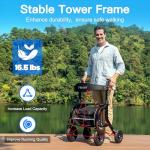 Farani Rollator Walker with Seat, Outdoor Rolling Walkers for Seniors - 10" Large All Terrain Rubber Wheels, Padded Seat and Backrest, Ergonomic Handles, Comfort on Grass