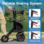 Farani Rollator Walker with Seat, Outdoor Rolling Walkers for Seniors - 10" Large All Terrain Rubber Wheels, Padded Seat and Backrest, Ergonomic Handles, Comfort on Grass