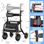 Farani Rollator Walker with Seat, Outdoor Rolling Walkers for Seniors - 10" Large All Terrain Rubber Wheels, Padded Seat and Backrest, Ergonomic Handles, Comfort on Grass