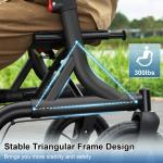 12"+10" Rubber Wheels All-Terrain Rollator Walker with Seat Foldable Adjustable 