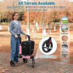 Rollator Walker  All Terrain 10“Front 3 Wheel w/ Tray&Large Storage Bag Foldable