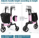 Rollator Walker  All Terrain 10“Front 3 Wheel w/ Tray&Large Storage Bag Foldable