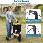 Rollator Walker  All Terrain 10“Front 3 Wheel w/ Tray&Large Storage Bag Foldable