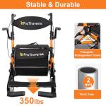 ProTraverse Rollator Walkers for Seniors with Seat, Walker Wheelchair Combo, Lightweight Foldable Walkers for Adults, Rolling Walker All Terrain, 2 in 1 Walker Wheelchair with Cup Holder& Bag,Orange