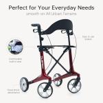 Carbon Fiber Ultralight Rollator Walker for Seniors with Seat & Brakes, Foldable ，7-Level Height ，8" Wheels, 11.5lbs Lightweight Mobility Aid, 330lbs Heavy-Duty Capacity, Adjustable Height