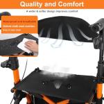 ProTraverse Rollator Walkers for Seniors with Seat, Walker Wheelchair Combo, Lightweight Foldable Walkers for Adults, Rolling Walker All Terrain, 2 in 1 Walker Wheelchair with Cup Holder& Bag,Orange