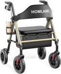 HOMLAND Foldable Rollator Walker with Seat, 8" All-Terrain Wheels, #R09