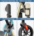 HOMLAND Foldable Rollator Walker with Seat, 8" All-Terrain Wheels, #R09