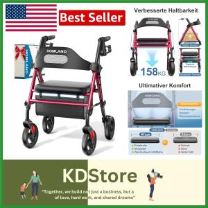 Heavy-Duty Foldable Rollator with Comfort Seat & Smooth Mobility