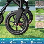 MAXWALK Rollator Walker w/Seat Adjustab, 12" Rubber Wheels All Terrain - Black