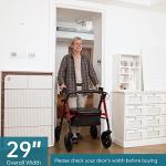 ELENKER Heavy Duty All-Terrain Rollator Walker with Extra Wide Padded Seat and Backrest, Bariatric Rolling Walker, 10" Non-Pneumatic Wheels, Supports up to 500lbs for Seniors, Red