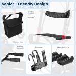 Sunderwell Upright Walker for Seniors & Adults with Seat 450 lb Capacity, Stand Up Walkers Foldable, 19.8 lbs Lightweight, Adjustable Arms, 10-Inch Big Wheels for All Terrain Rollator Walker (Red02)