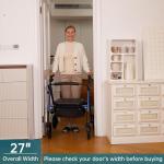 ELENKER Heavy Duty Rollator Walker with Extra Wide Padded Seat 500lbs 10" Wheels