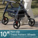 ELENKER Heavy Duty Rollator Walker with Extra Wide Padded Seat 500lbs 10" Wheels