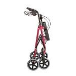 Bariatric Rollator Walker Heavy Duty with Large Padded Seat up to 400 Lb Capacity (Red)