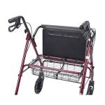 Bariatric Rollator Walker Heavy Duty with Large Padded Seat up to 400 Lb Capacity (Red)