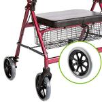 Bariatric Rollator Walker Heavy Duty with Large Padded Seat up to 400 Lb Capacity (Red)