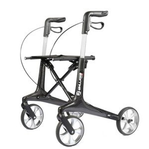 Ultralight Carbon Rollator Walker with Seat - Black
