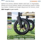 Maxwalk Rollator Walker w Seat Gold 12" All Terrain Rubber Wheels MW2402