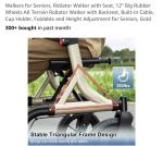 Maxwalk Rollator Walker w Seat Gold 12" All Terrain Rubber Wheels MW2402